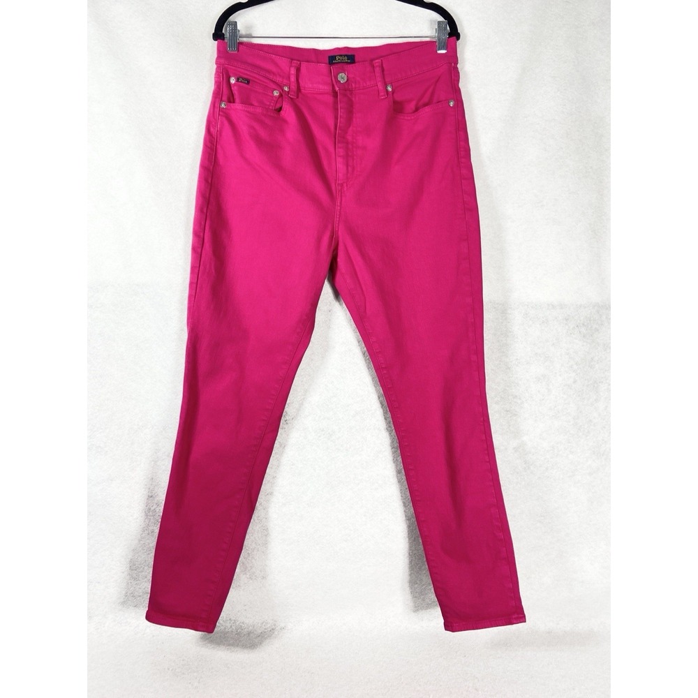 Polo Ralph Lauren Jeans Women's 32 Pink Tompkins Skinny High Rise Ankle Big Pony